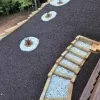 Backyard Slope With Rubber Mulch Landscaping