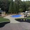 Black Rubber Mulch Pool Landscaping After Photo