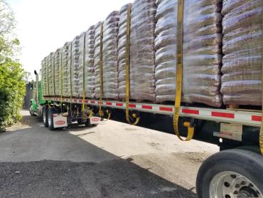 Bulk Rubber Mulch on Flatbed Truck
