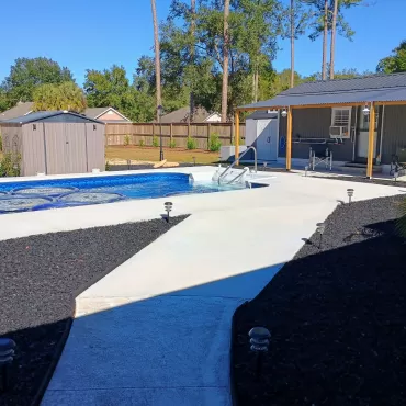 Pool Landscaping with Rubber Mulch