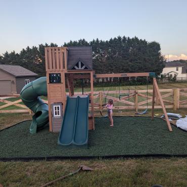 Playground with Green Rubber Mulch Surfacing Playground with Green Rubber Mulch Surfacing