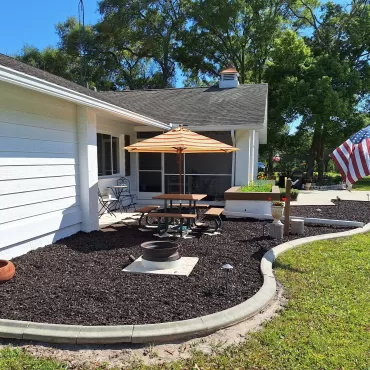 Front Island with Brown Rubber Mulch