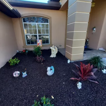 Front Yard Landscaping with Brown Rubber Mulch