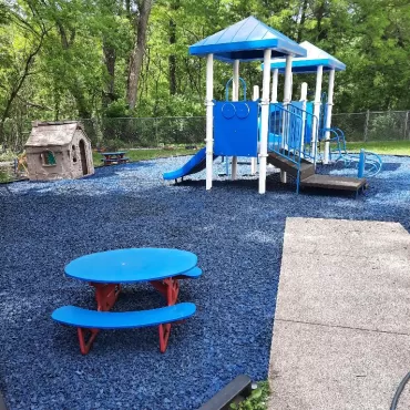 Playground with Blue Rubber Mulch
