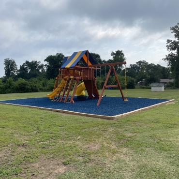 Church Playground With Blue Rubber Mulch Church Playground With Blue Rubber Mulch