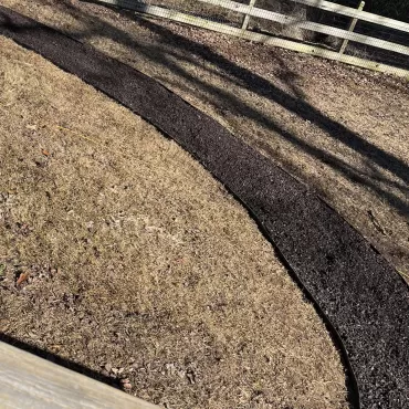 Backyard dog path with rubber mulch