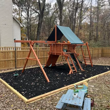 Playground with Black Rubber Mulch in the Fall