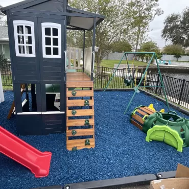 Playground with blue rubber mulch