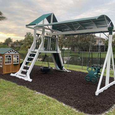 White Playground with Rubber Mulch Surfacing