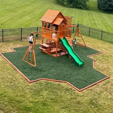 Playground with Green Rubber Mulch Ground Covering