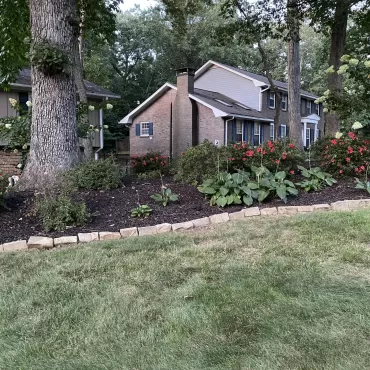 Rubber Mulch Landscaping in Wooded Area