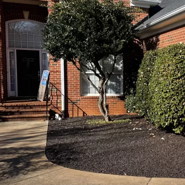 Front of House Landscaping with Rubber Mulch