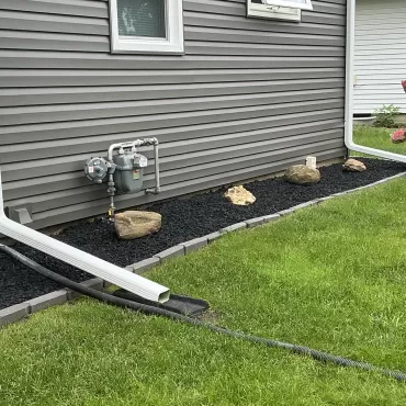 Black rubber mulch new landscaping