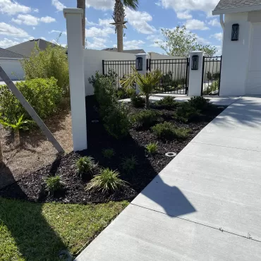 Brown rubber mulch landscape refresh