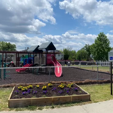 Playground renewed with rubber mulch ground cover