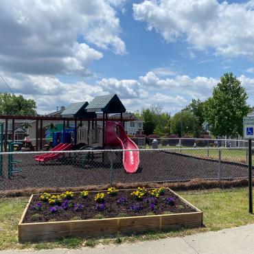 Playground renewed with rubber mulch ground cover