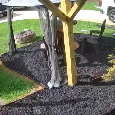 Gazebo with Black Rubber Mulch Ground Cover