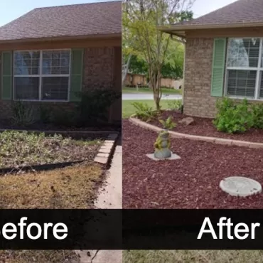 Before and After Red Mulch Landscaping