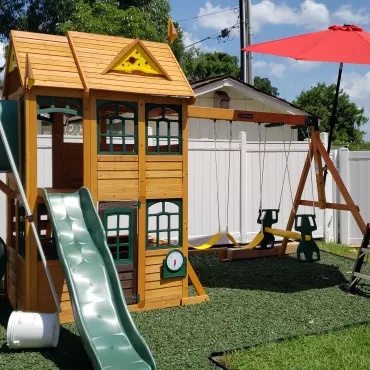 Playground with green rubber mulch 