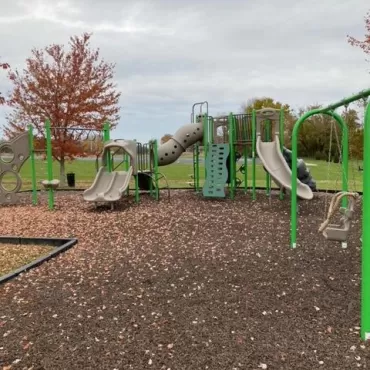 Brown Rubber Mulch Church Playground in the Fall