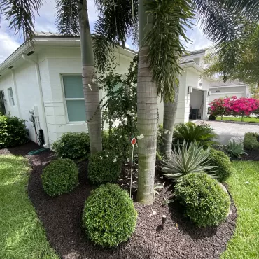 Garden bed with brown rubber mulch