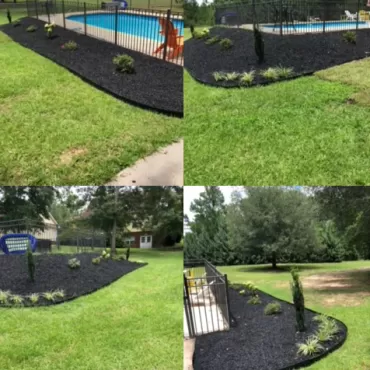 Pool Landscaping with Black Rubber Mulch