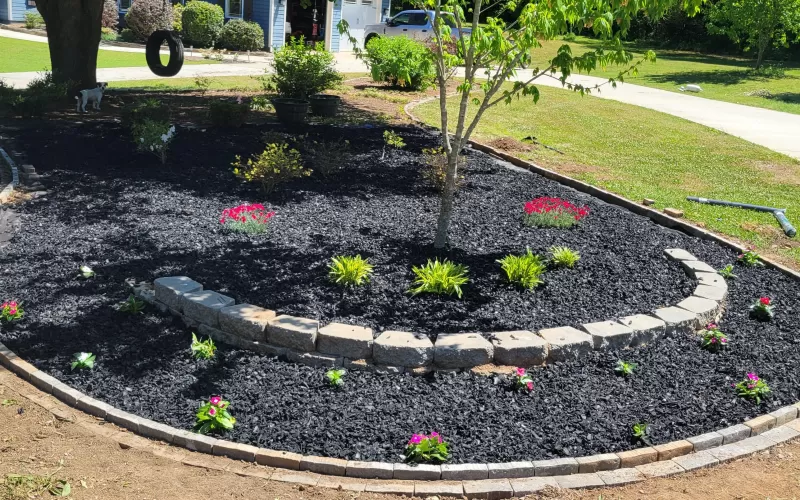 Black Rubber Mulch Landscape Garden Island