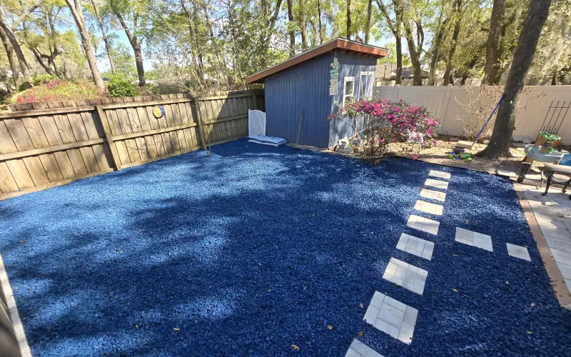 Play Area with Blue Rubber Mulch Ground Cover