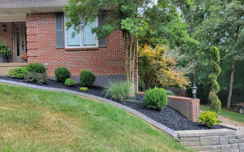 Black Rubber Mulch Landscape Bed