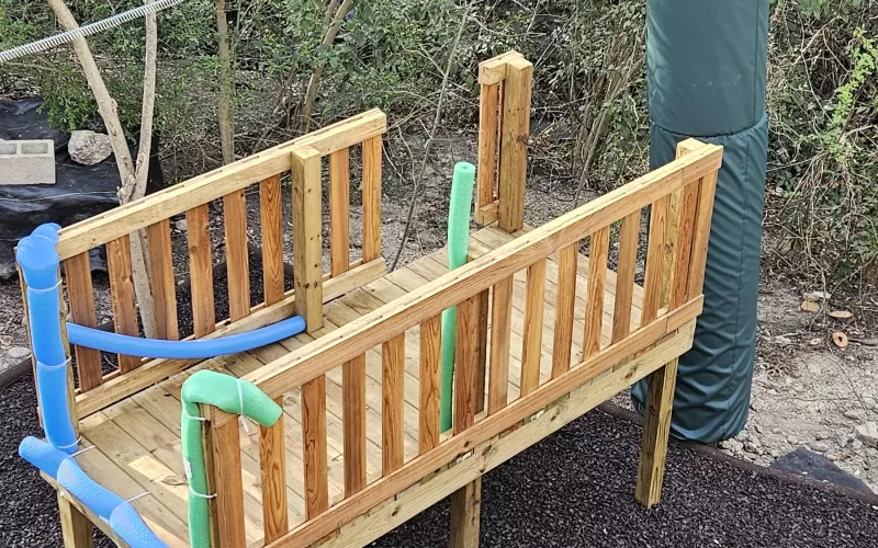 Rubber Mulch used as ground cover for zipline