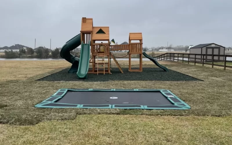 Amazing Playground with Green Rubber Mulch