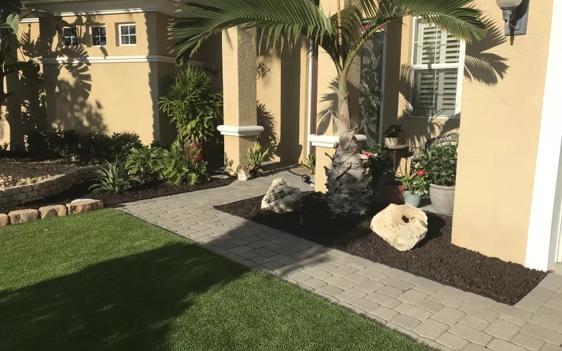 Front Yard Garden Beds with Rubber Mulch