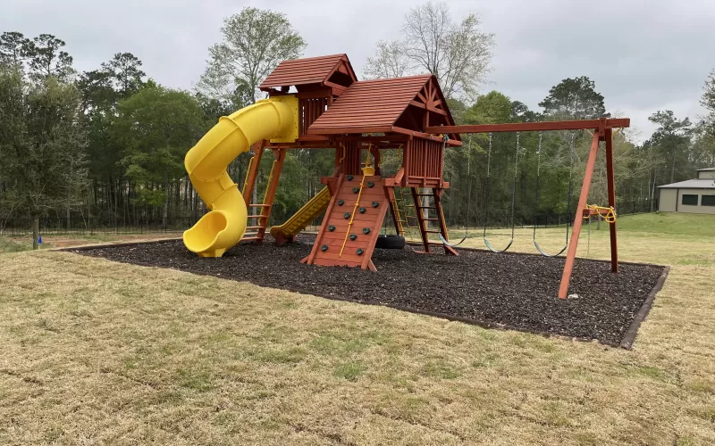 Playset with Rubber Mulch Ground Surfacing