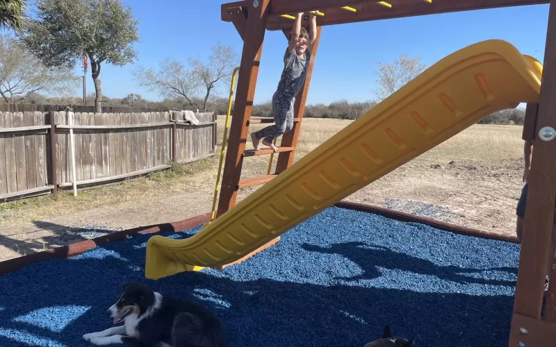 Country Club Playground With Blue Rubber Mulch