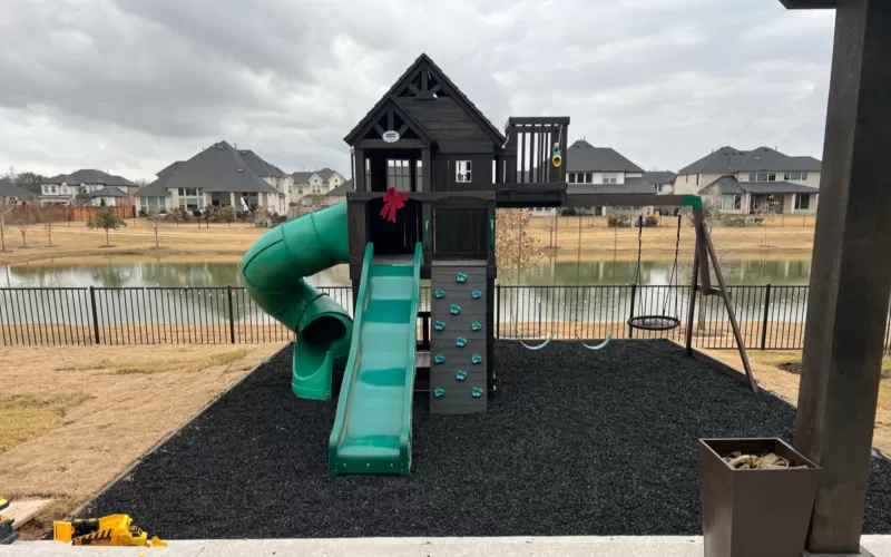 Black Playset with Black Rubber Mulch Base