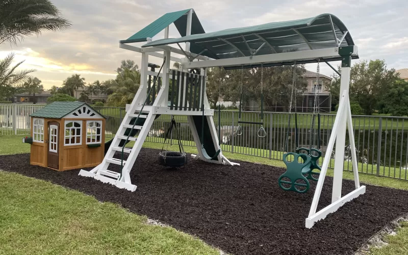 White Playground with Rubber Mulch Surfacing