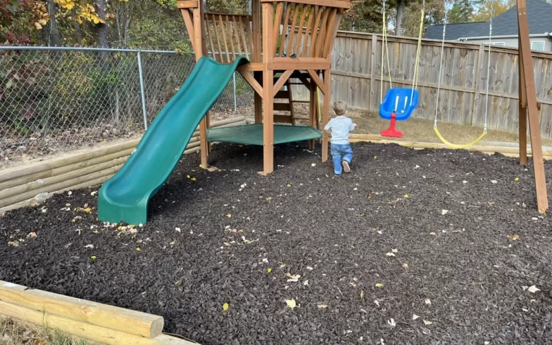 Playground With Brown Rubber Mulch
