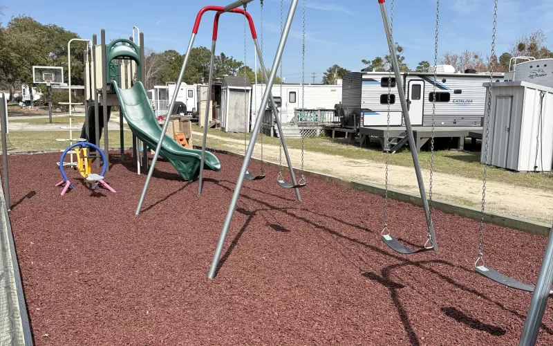 Red Rubber Mulch Campground Playground