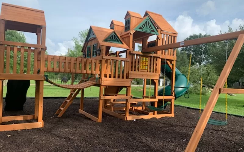 HOA Playground with Brown Rubber Mulch
