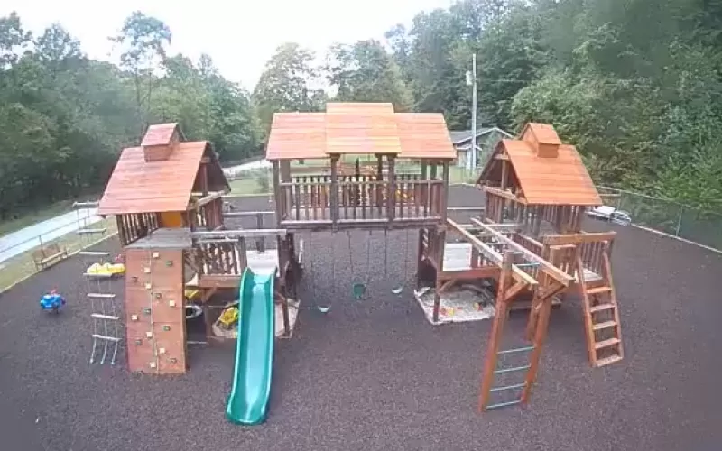 Community Center Playground with Brown Rubber Mulch