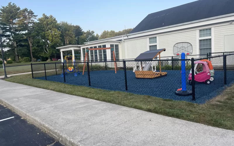 Commercial Playground with Blue Rubber Mulch Ground Cover