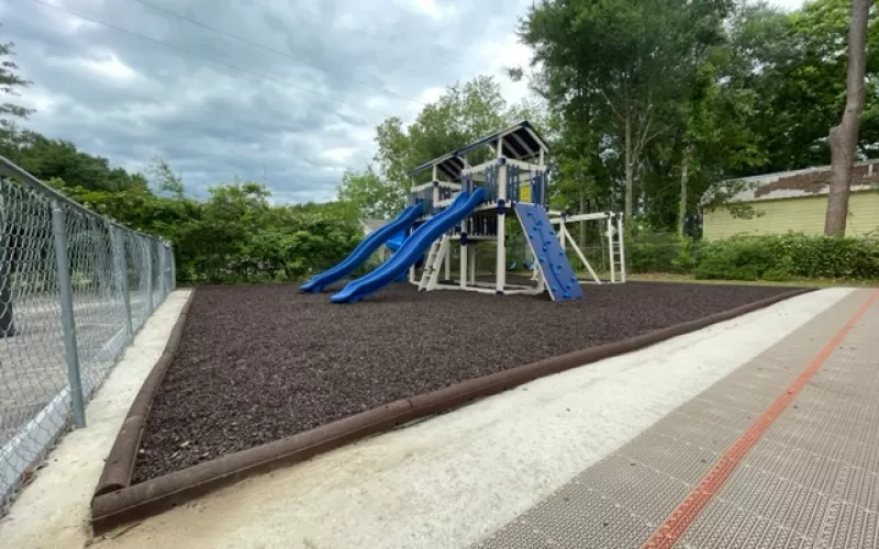 Church Playground with Brown Rubber Mulch