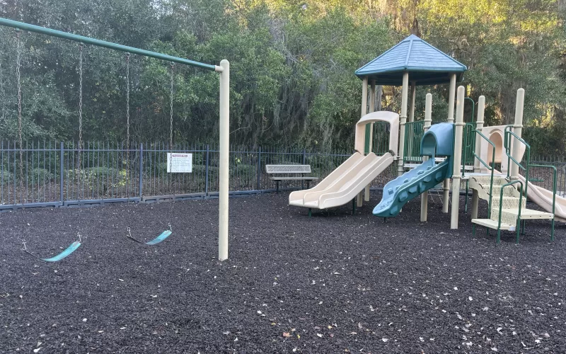 Brown Rubber Mulch on HOA Playground