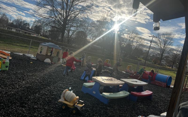 Daycare with rubber mulch playground