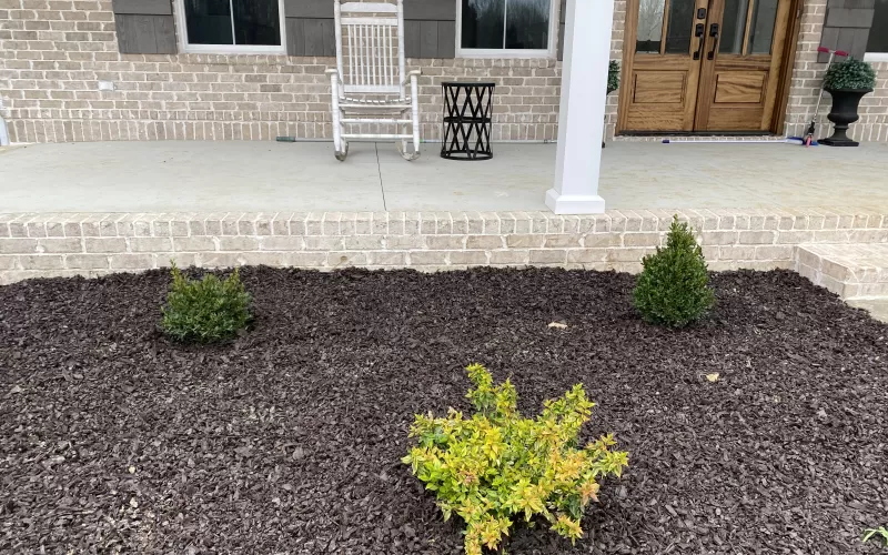 Rubber Mulch close up in flower bed