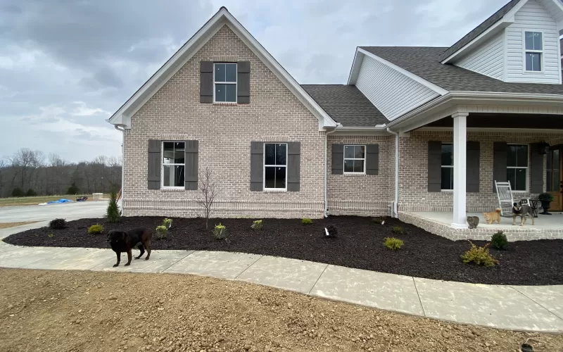Rubber Mulch in front yard flower bed