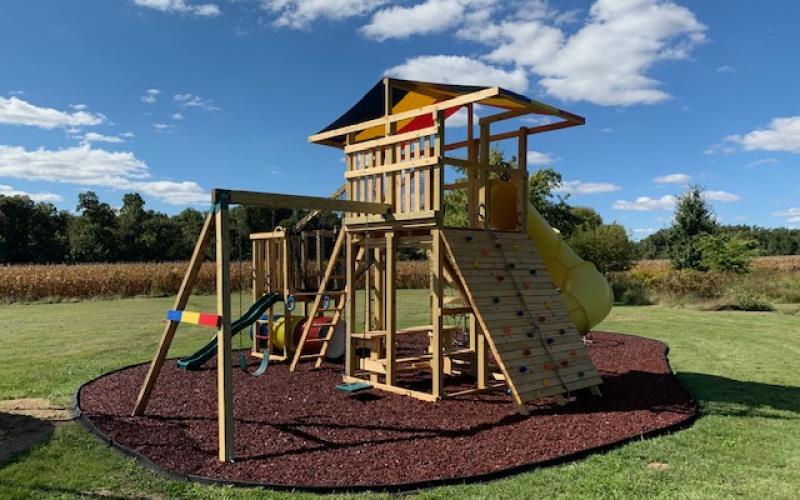 Blue Sky Fun Playground With Rubber Mulch