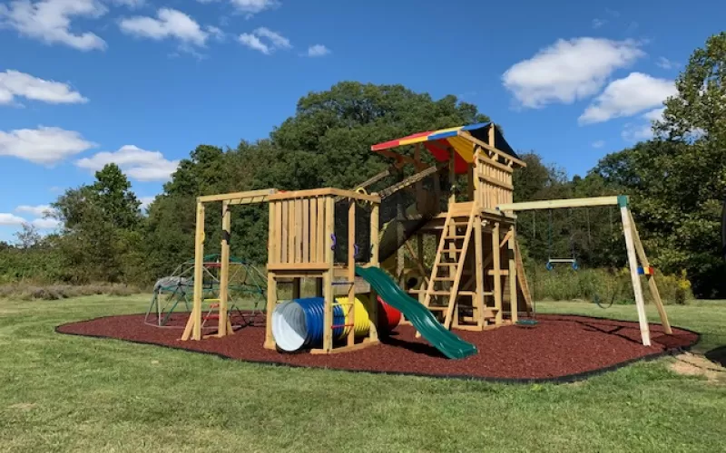 Large Playground with Red Rubber Mulch