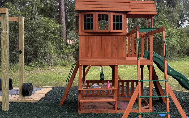 Workout Rig and Playground with Rubber Mulch Surfacing
