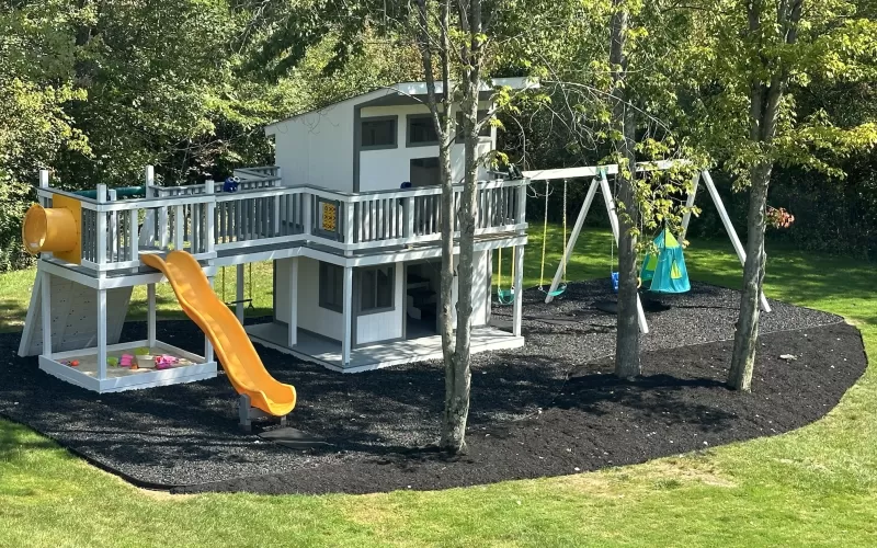 Playground Mansion With Rubber Mulch Safety Surfacing